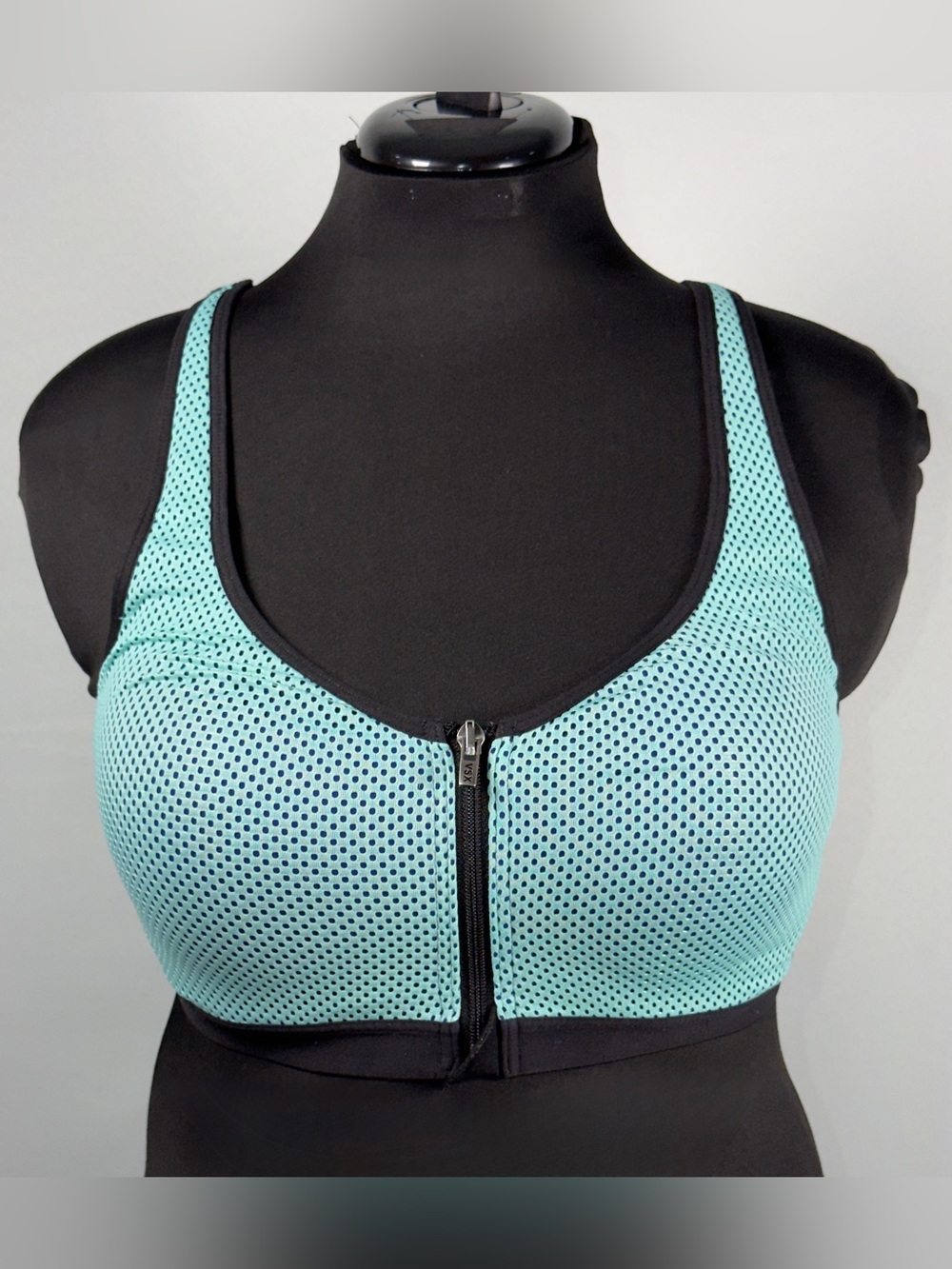 Women’s VSX Blue And Black Front Close Sports Bra Size 36D